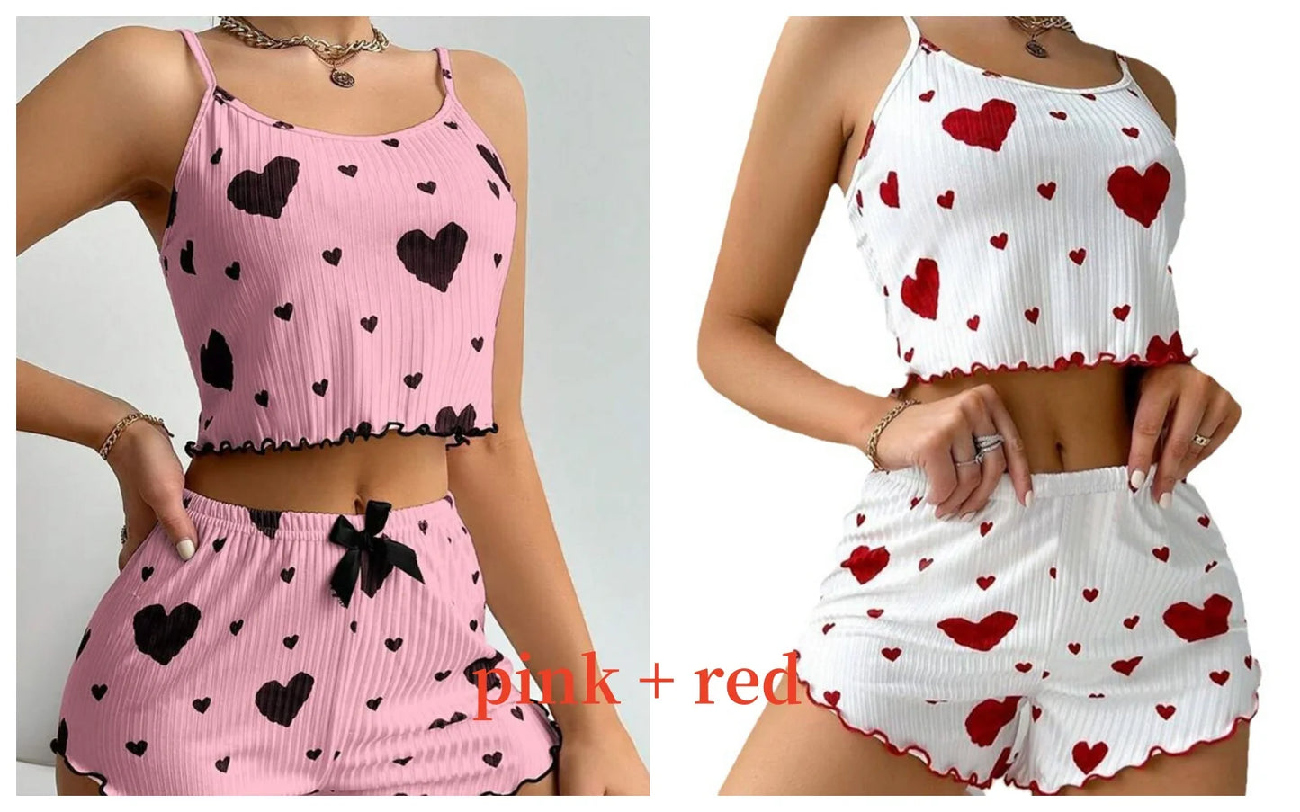 Women’s 2-Piece White Tank & Shorts Pajamas Set