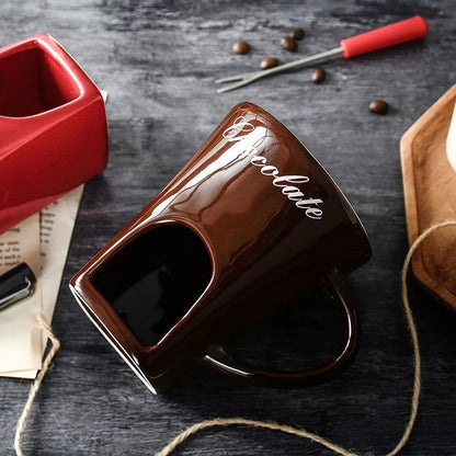 Sweet Chocolate Fondue Ceramic Mug with Fork