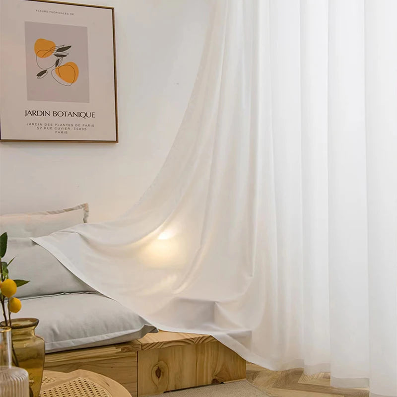 White Tulle Luxury Chiffon Window Curtains