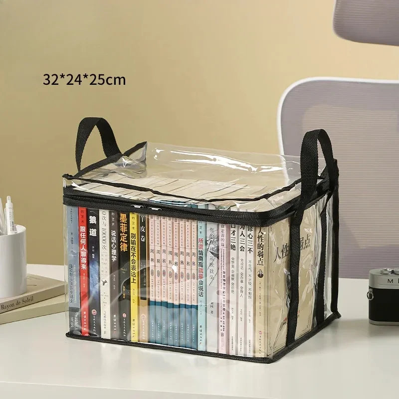 Foldable Transparent Book Storage Organizer Box