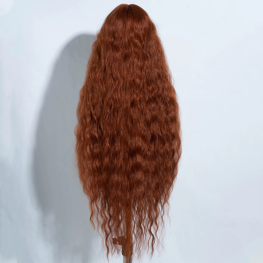 42" Curly Ombre Blonde Synthetic Lace Front Wig