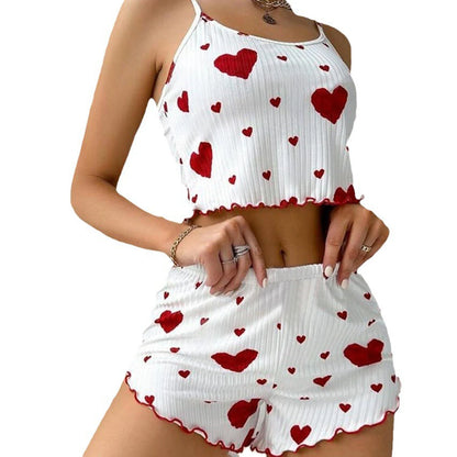 Women’s 2-Piece White Tank & Shorts Pajamas Set