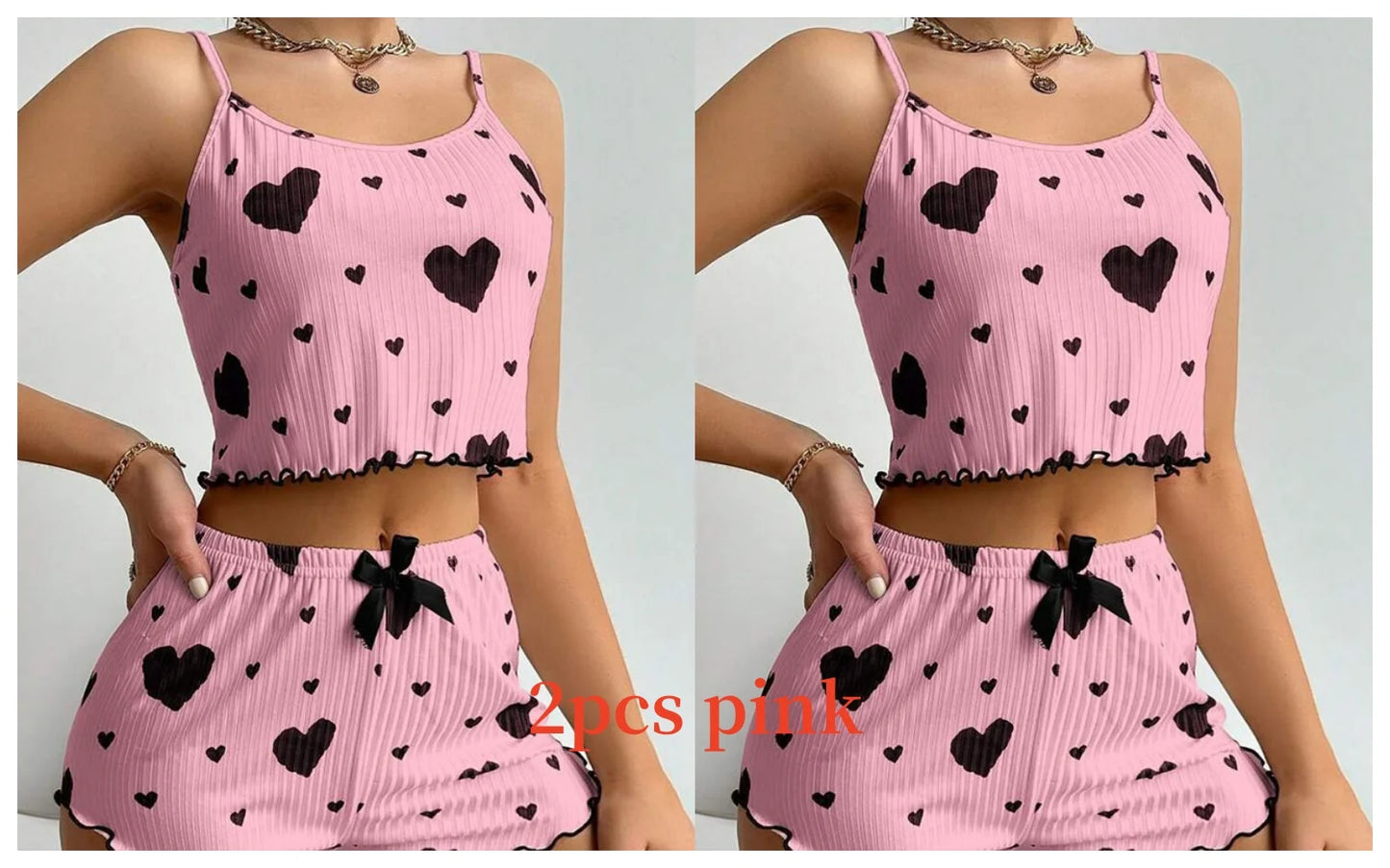 Women’s 2-Piece White Tank & Shorts Pajamas Set