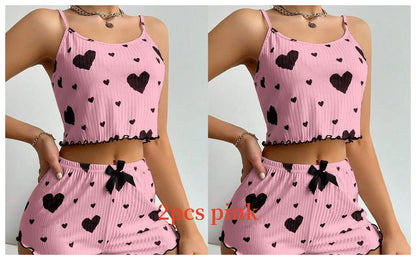 Women’s 2-Piece White Tank & Shorts Pajamas Set