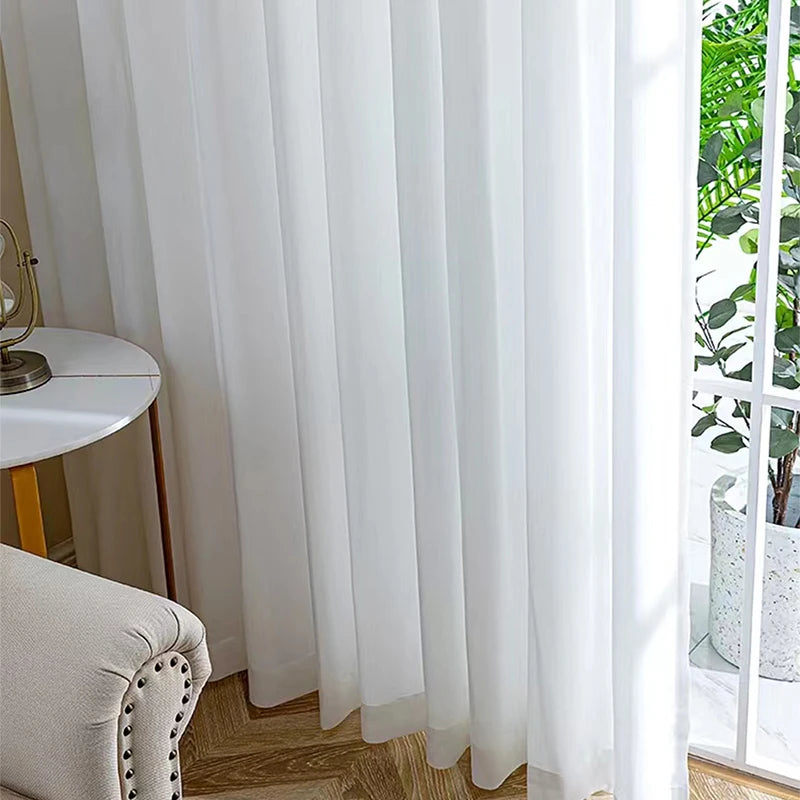 White Tulle Luxury Chiffon Window Curtains
