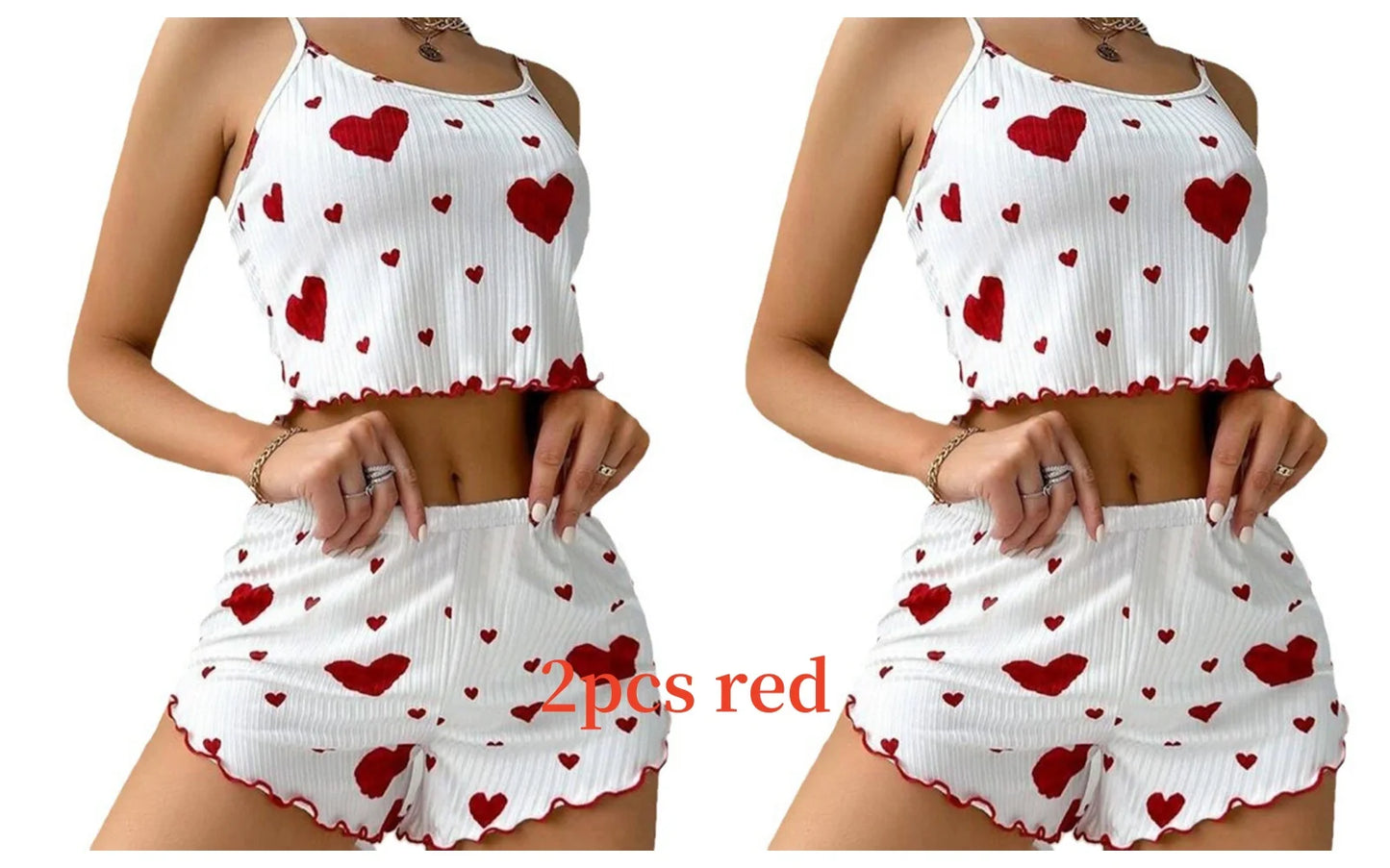 Women’s 2-Piece White Tank & Shorts Pajamas Set