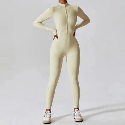 Black Long-Sleeve Slim Fit Yoga Jumpsuit