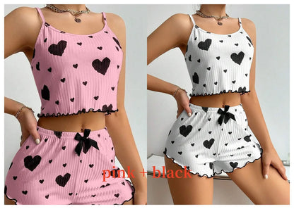 Women’s 2-Piece White Tank & Shorts Pajamas Set
