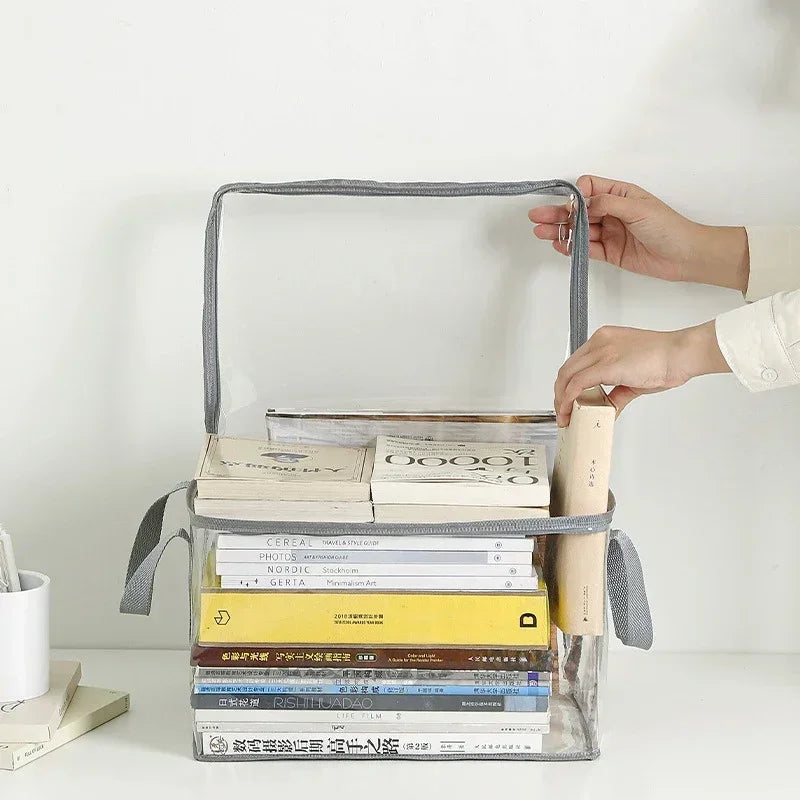 Foldable Transparent Book Storage Organizer Box