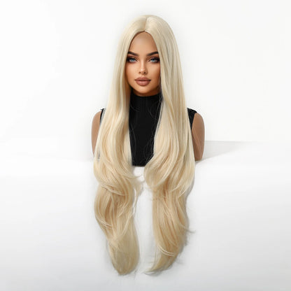 Long Golden Blonde Wavy Synthetic Wig