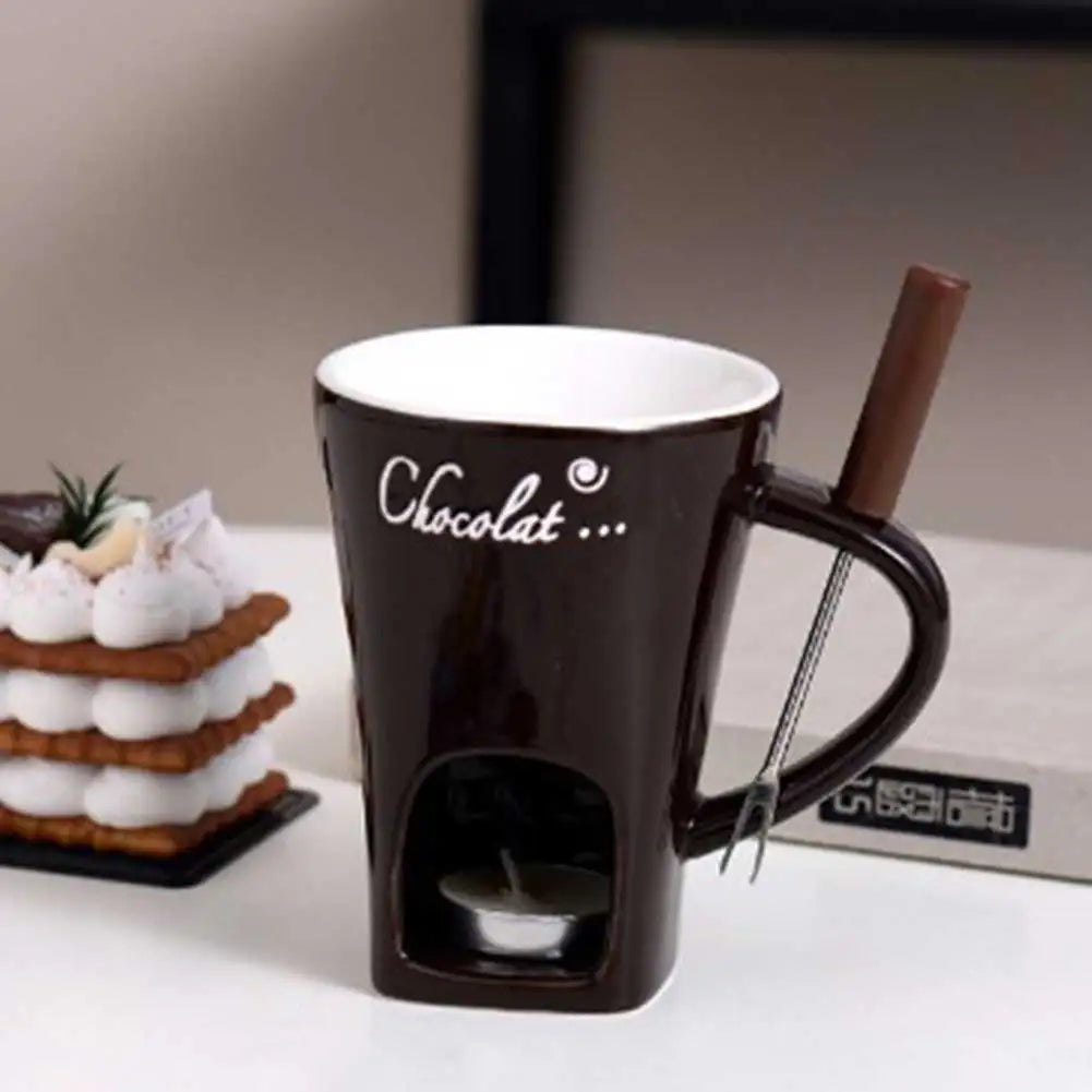 Sweet Chocolate Fondue Ceramic Mug with Fork
