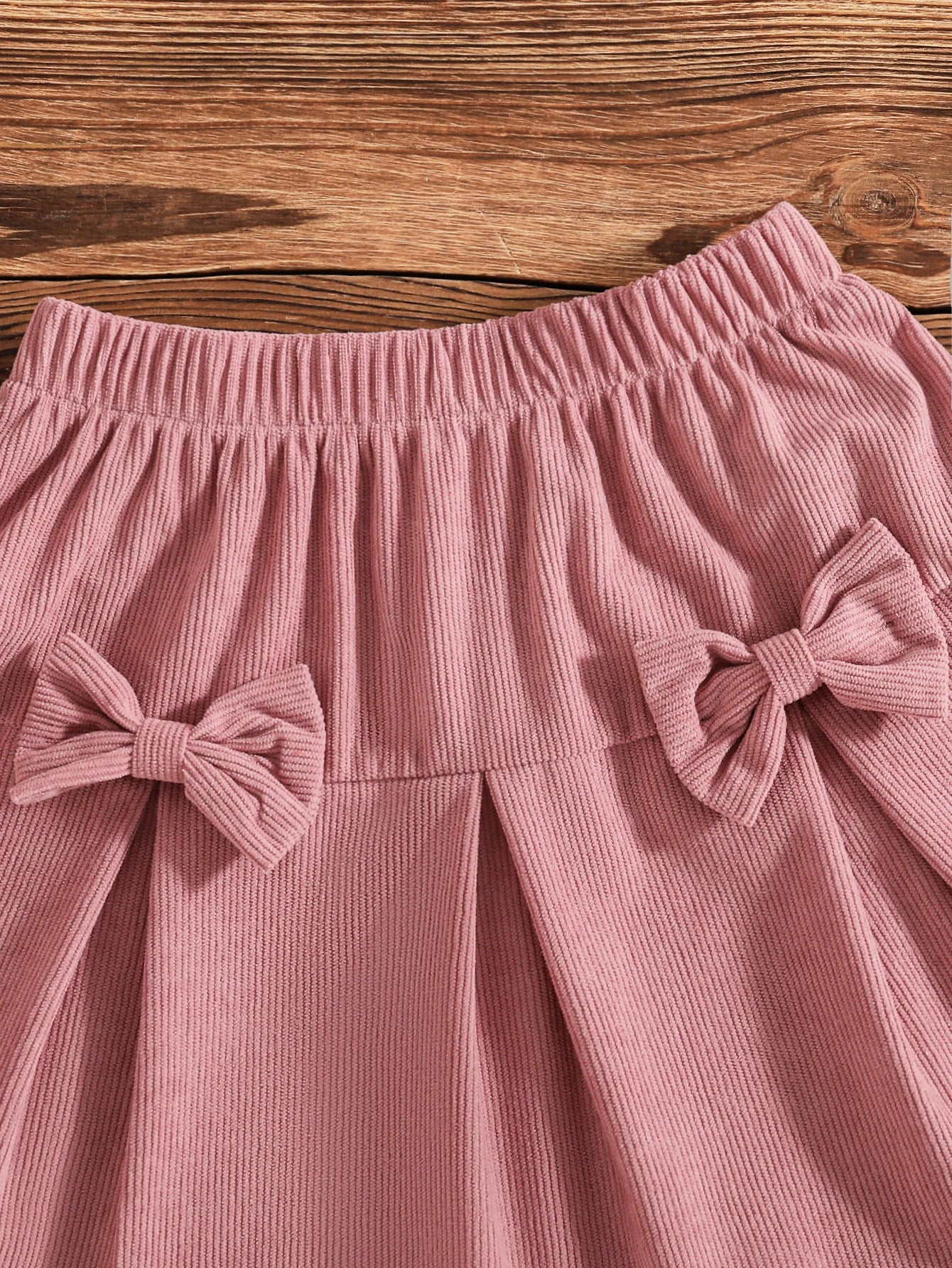 Girls’ 2-Piece Pink Lantern Sleeve Top & Bow Skirt Set