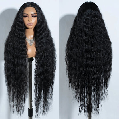 42" Curly Ombre Blonde Synthetic Lace Front Wig