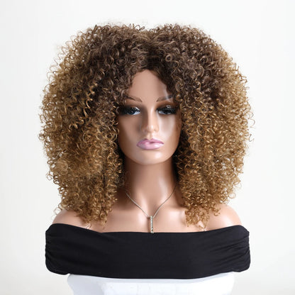 Afro Kinky Curly Synthetic Wig with Bangs