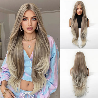 Long Golden Blonde Wavy Synthetic Wig