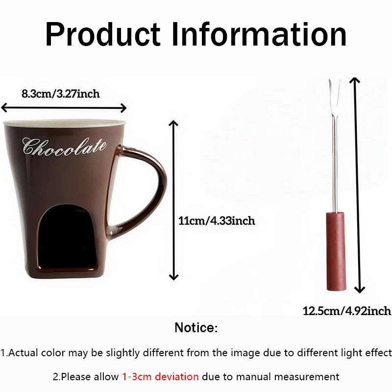 Sweet Chocolate Fondue Ceramic Mug with Fork