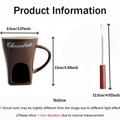 Sweet Chocolate Fondue Ceramic Mug with Fork