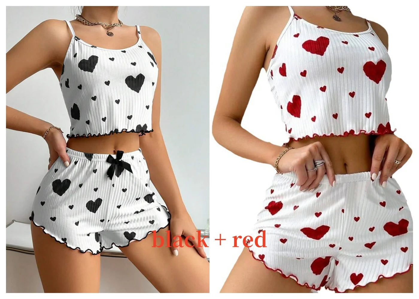 Women’s 2-Piece White Tank & Shorts Pajamas Set