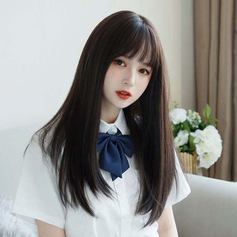 Korea JK Girl Synthetic Cosplay Wig with Air Bangs