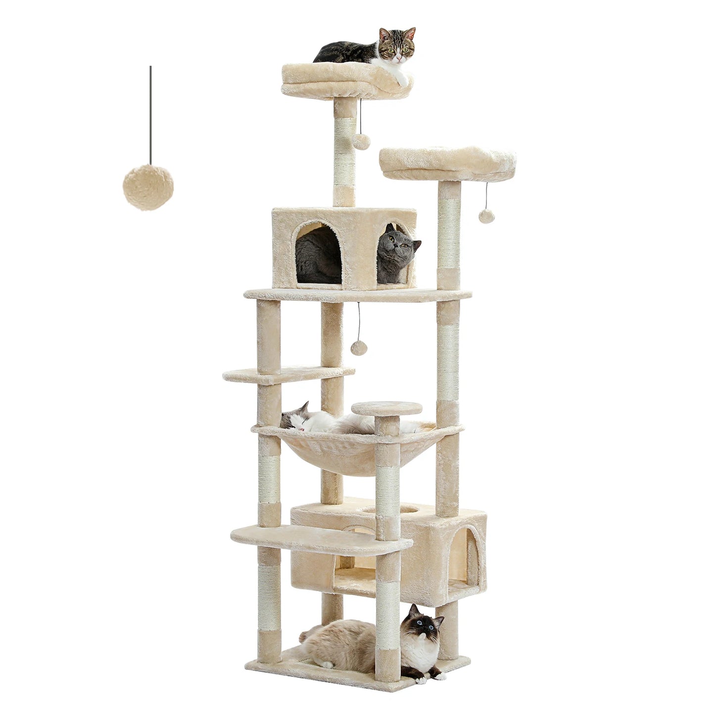 Cat Tree Tower with Scratching Posts & Hammock