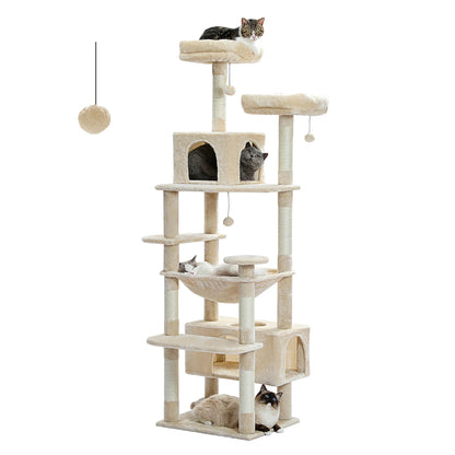 Cat Tree Tower with Scratching Posts & Hammock