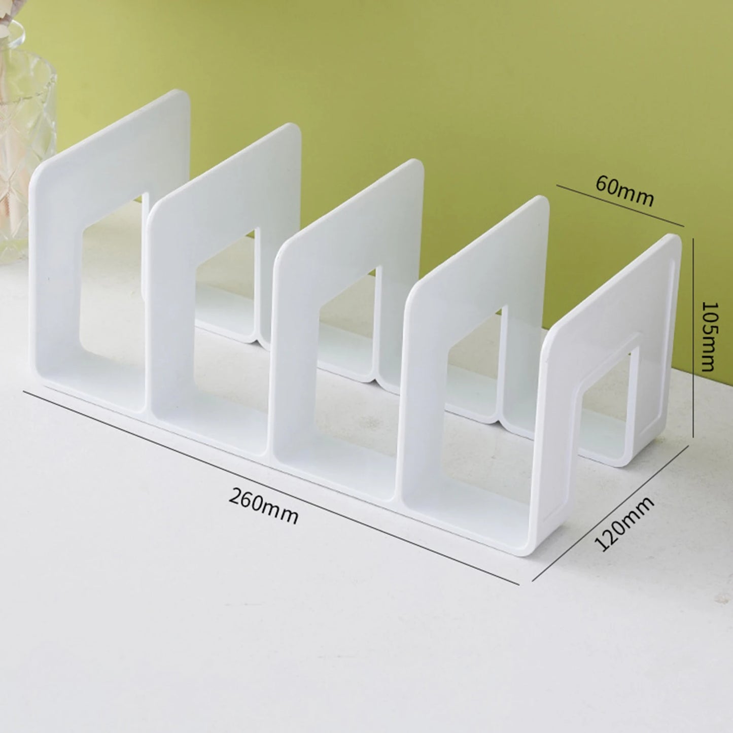 4-Compartment ABS Book Organizer Rack