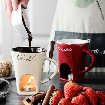 Sweet Chocolate Fondue Ceramic Mug with Fork