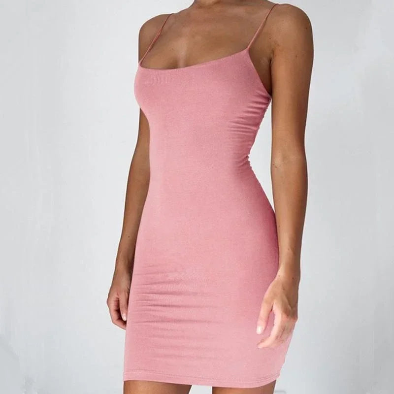 Black Spaghetti Strap Mini Bodycon Dress