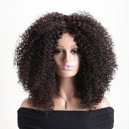 Afro Kinky Curly Synthetic Wig with Bangs