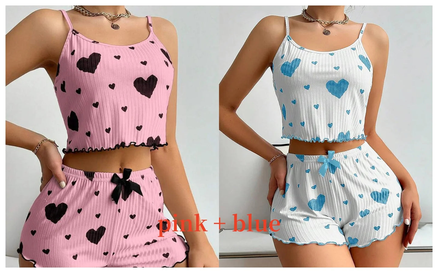 Women’s 2-Piece White Tank & Shorts Pajamas Set