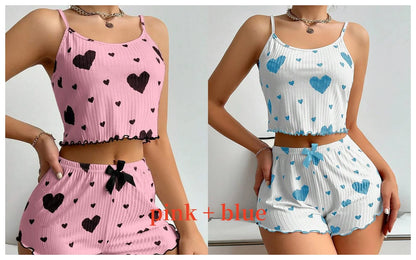 Women’s 2-Piece White Tank & Shorts Pajamas Set