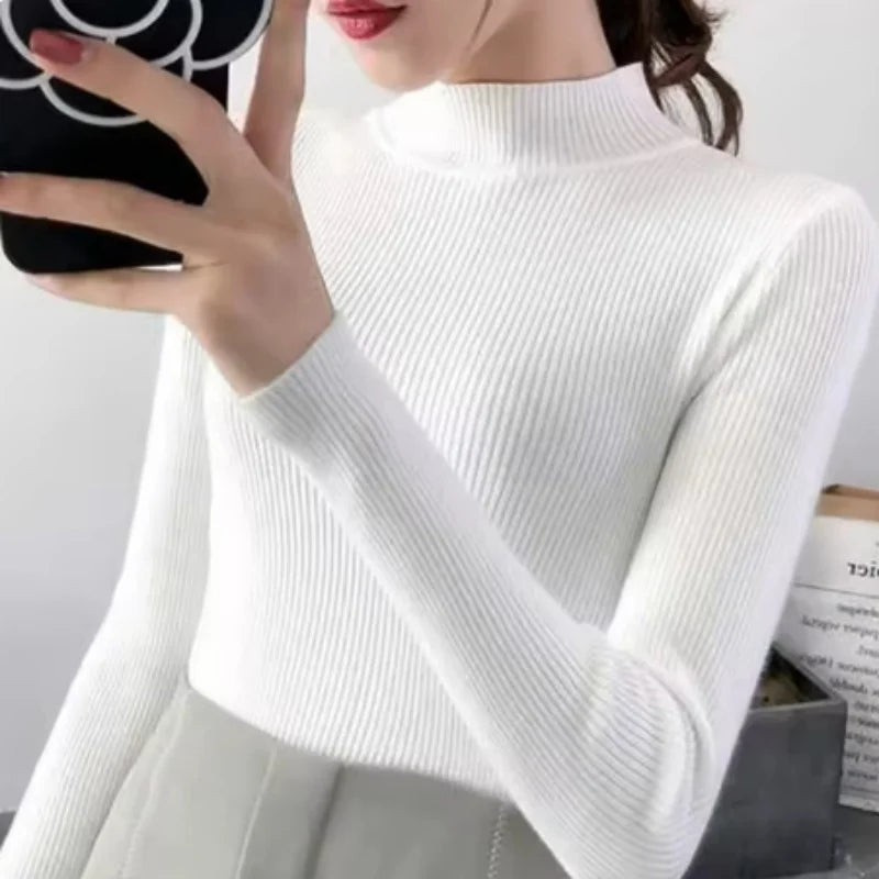 Vintage Solid Mock Neck Knit Sweater