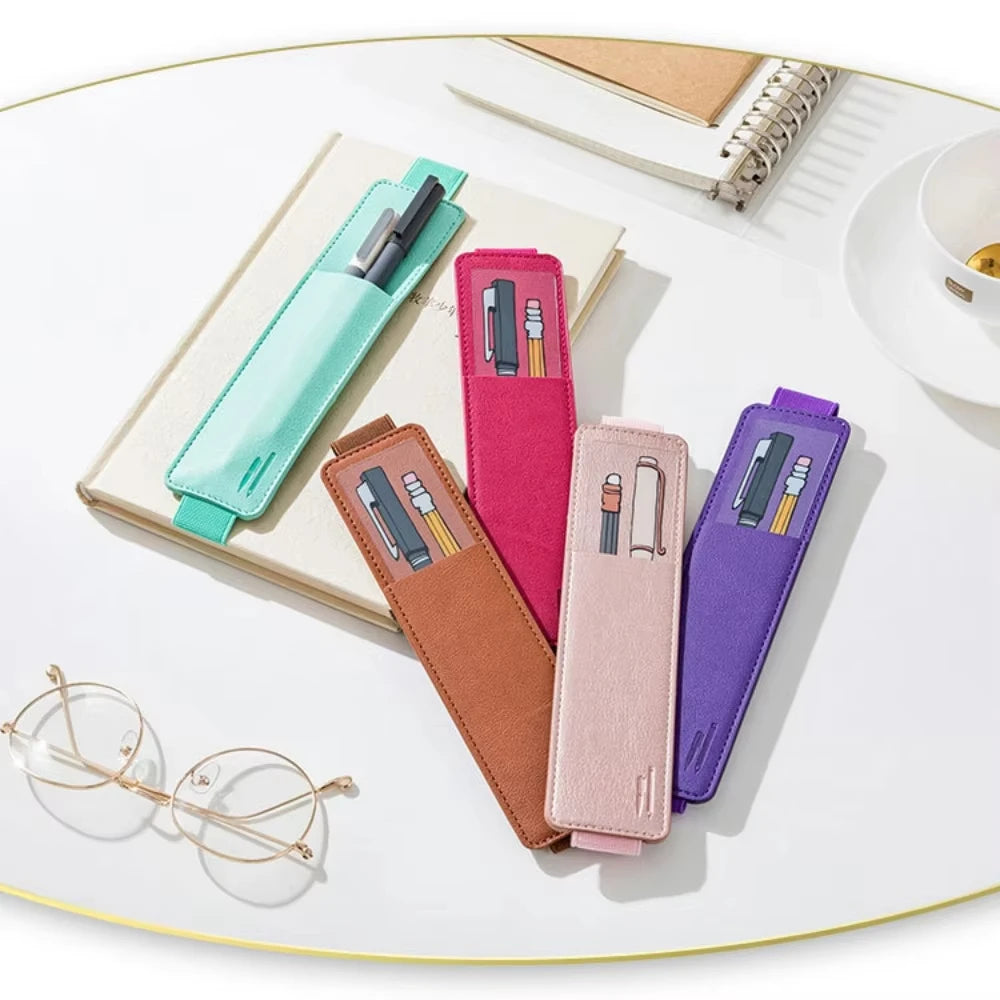 PU Leather Notebook Pen Holder Case