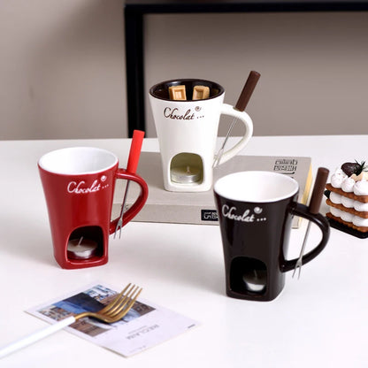 Sweet Chocolate Fondue Ceramic Mug with Fork
