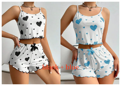 Women’s 2-Piece White Tank & Shorts Pajamas Set