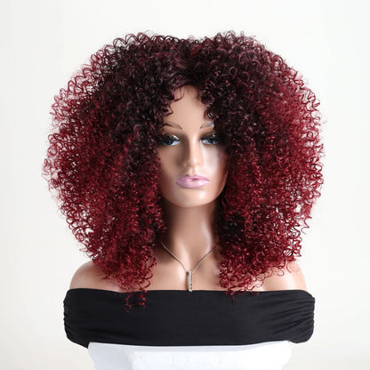 Afro Kinky Curly Synthetic Wig with Bangs