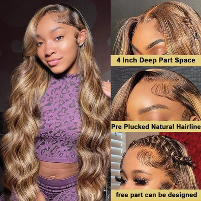 Body Wave Highlight 13x6 HD Lace Front Human Hair Wig