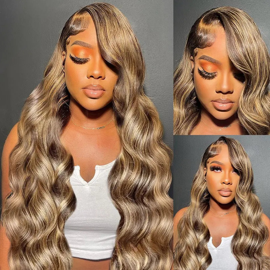 Body Wave Highlight 13x6 HD Lace Front Human Hair Wig