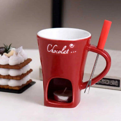Sweet Chocolate Fondue Ceramic Mug with Fork