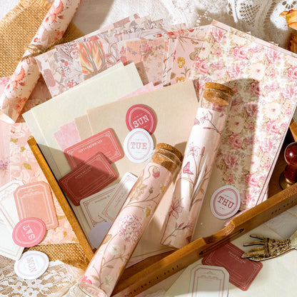 Vintage Floral Scrapbook Craft Paper Pack