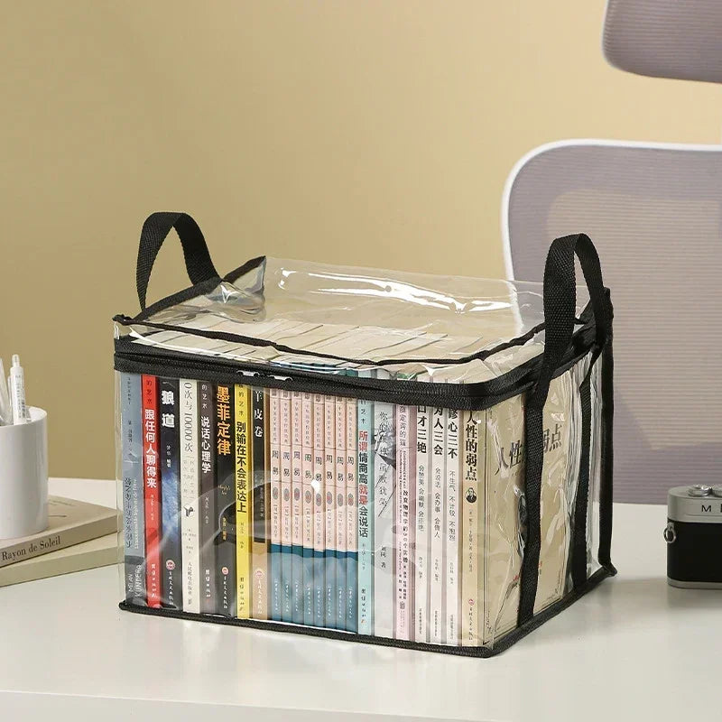 Foldable Transparent Book Storage Organizer Box