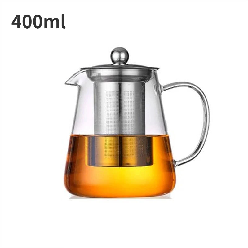 Heat-Resistant Glass Teapot with Stainless Steel Infuser