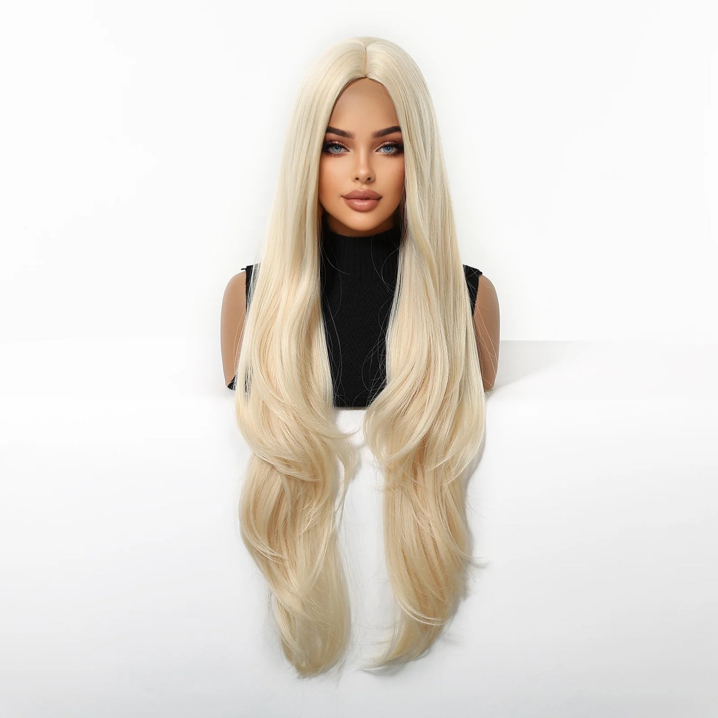 Long Golden Blonde Wavy Synthetic Wig