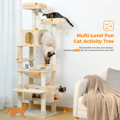 Cat Tree Tower with Scratching Posts & Hammock