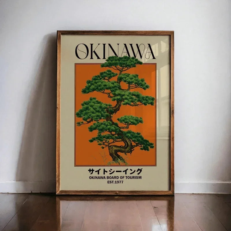 Japanese Retro Okinawa Travel Iconic Trees Canvas
