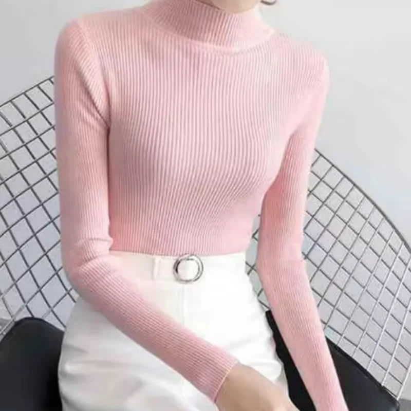 Vintage Solid Mock Neck Knit Sweater