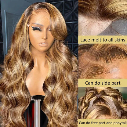 Body Wave Highlight 13x6 HD Lace Front Human Hair Wig