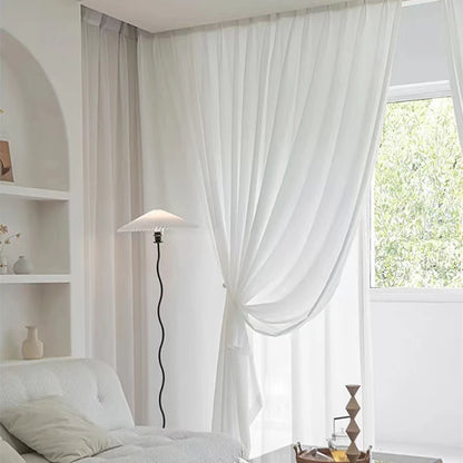 White Tulle Luxury Chiffon Window Curtains