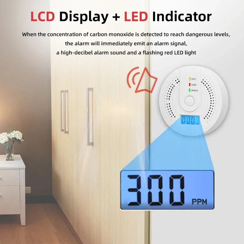 Independent Carbon Monoxide (CO) Alarm Detector with LCD