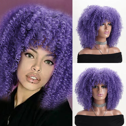 Afro Kinky Curly Synthetic Wig with Bangs